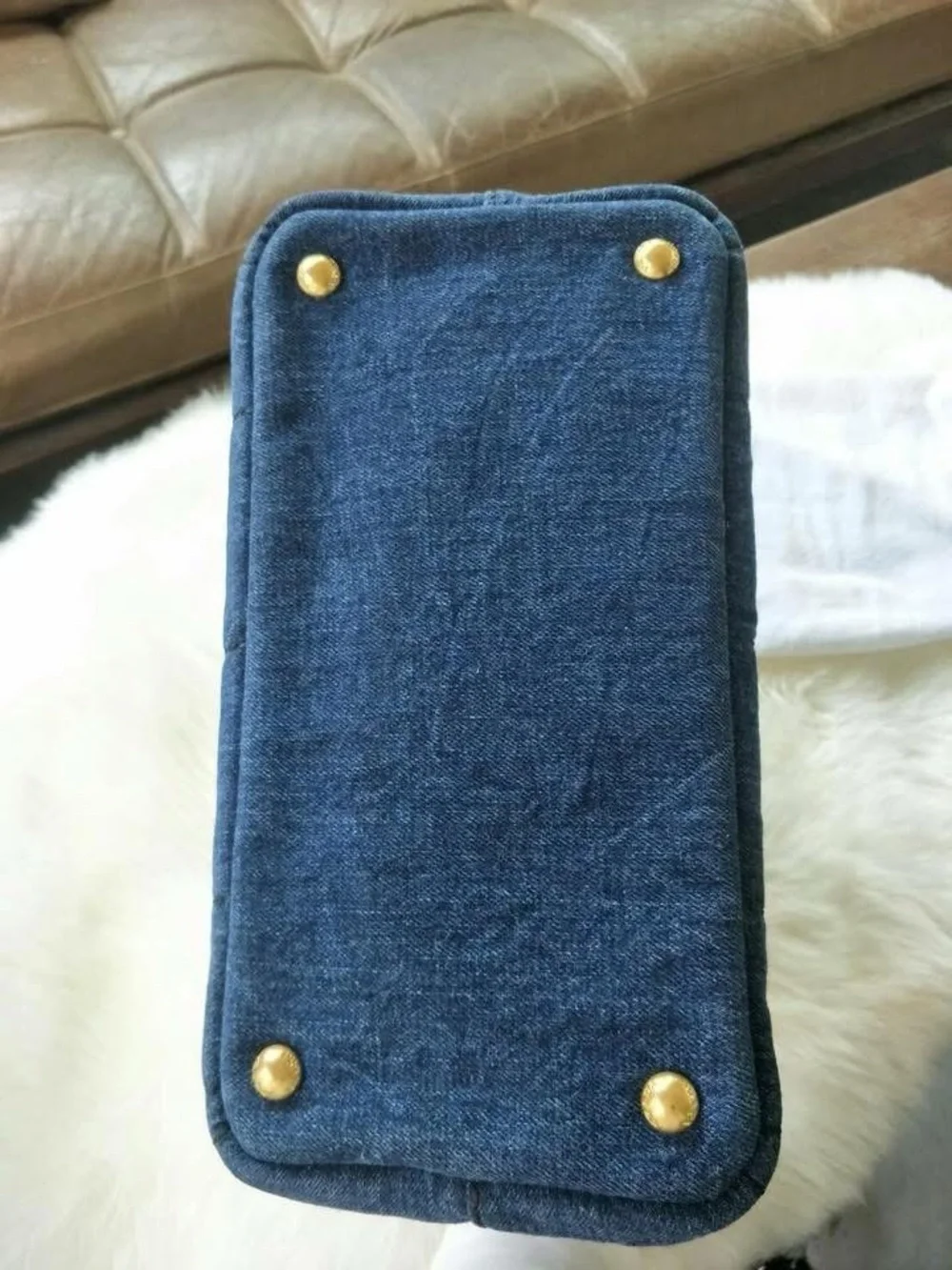 Prada Denim Tote Bag in Dark Blue with Removable Strap